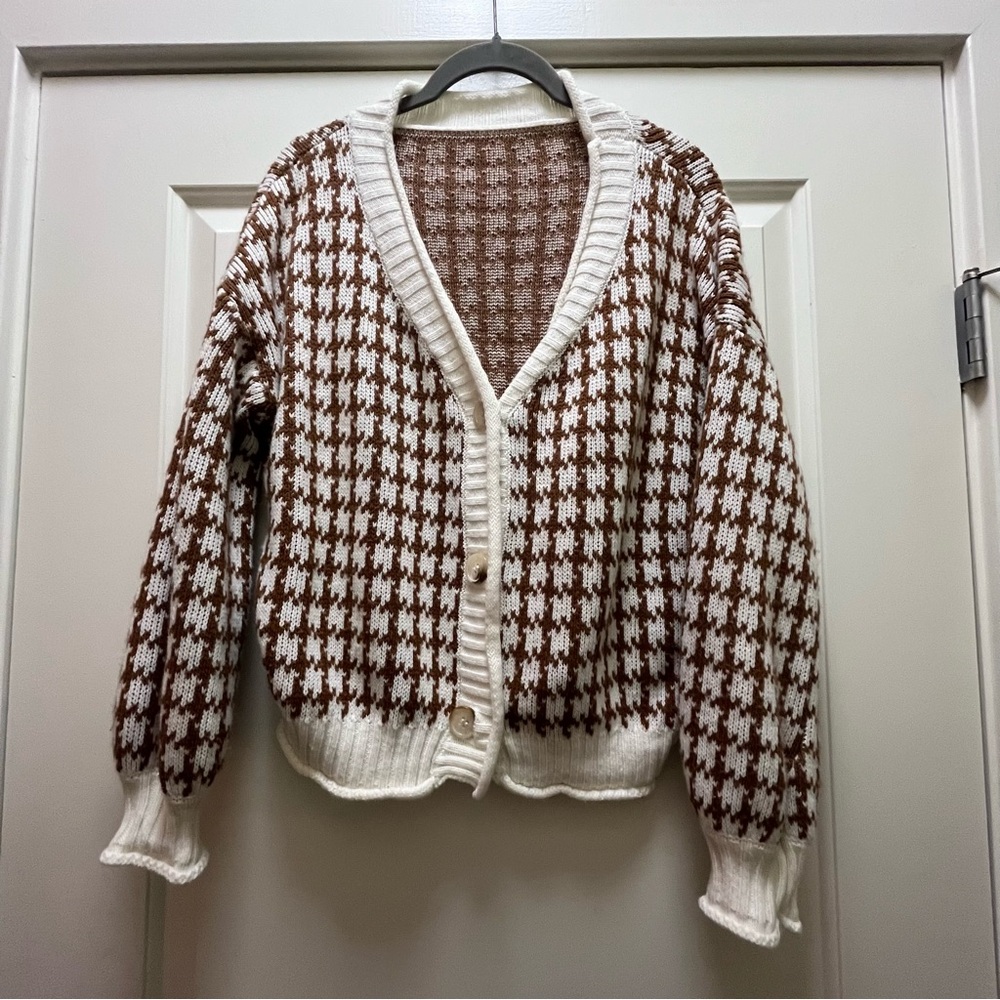 Brown and White Cardigan